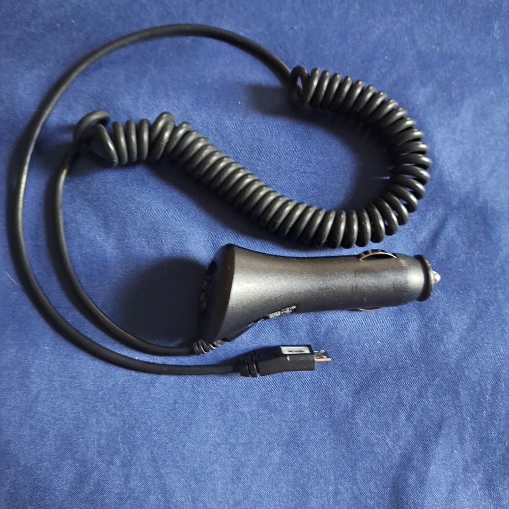 Motorola Black Car Charger with Coiled Cable